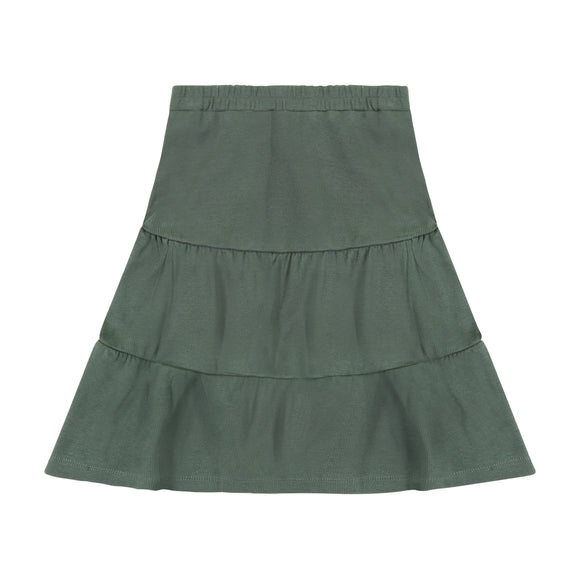 Rib Tiered Skirt - Olive - size up