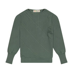 Rib Tiered Top - Olive - size up - FINAL SALE