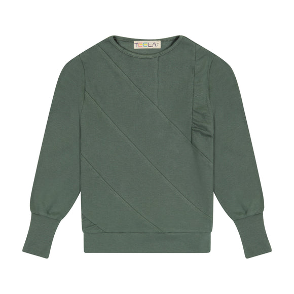 Rib Tiered Top - Olive - size up - FINAL SALE