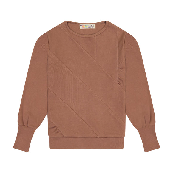 Rib Tiered Top - Camel - size up - FINAL SALE