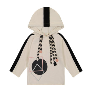 GEOMETRIC girl's drawstrings tshirt - muave/neutral