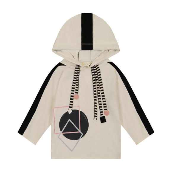 GEOMETRIC girl's drawstrings tshirt - muave/neutral