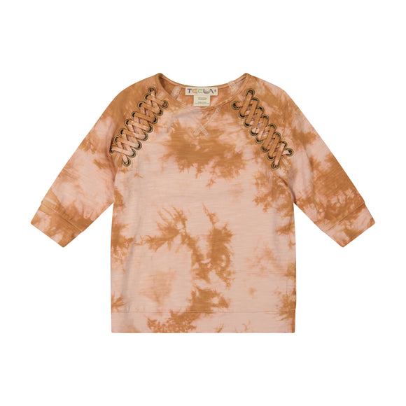 X-stitch Tie Dye Girl's Top - natural