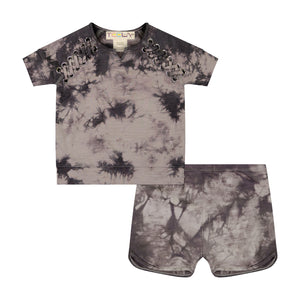 X-stitch Tie Dye Baby Set - pavement - FINAL SALE