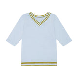 Stripe Solid Girl's Top - sky blue