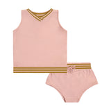 Stripe Solid Baby Set - rose