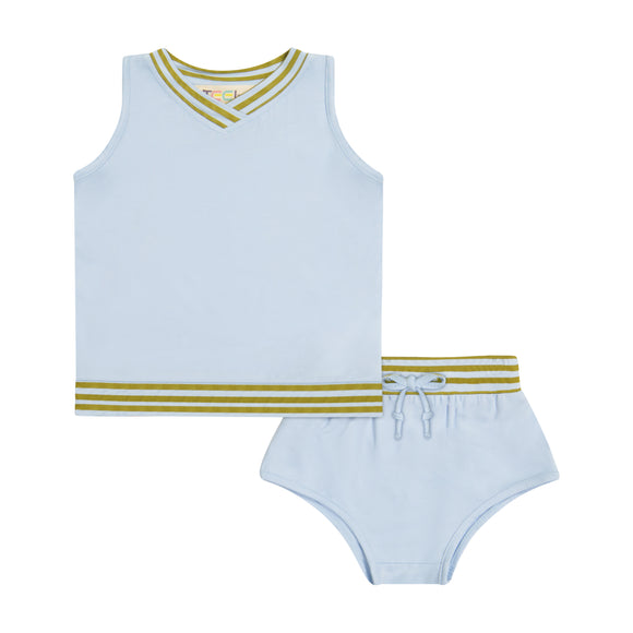 Stripe Solid Baby Set - sky blue