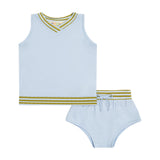 Stripe Solid Baby Set - sky blue