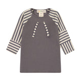 Rib Stripe Girl's Top - grey
