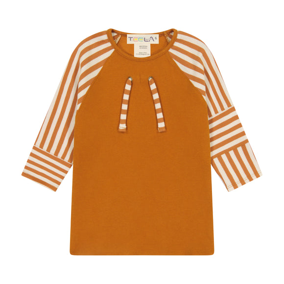 Rib Stripe Girl's Top - cinnamon