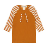 Rib Stripe Girl's Top - cinnamon