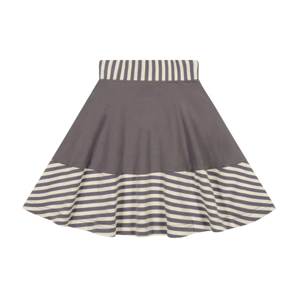 Rib Stripe Girl's Skirt - grey