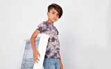 X-stitch Tie Dye Boy's Top - pavement