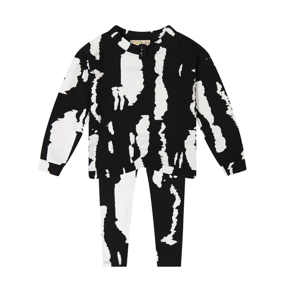 Stain Effect Baby Set - WHITE
