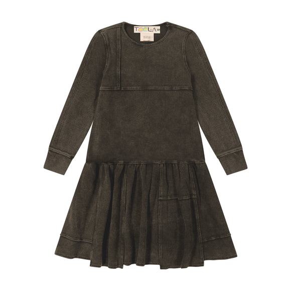 Rib Patch Dress - COFFEE