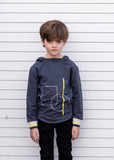 GEO Curved Hem Top - Charcoal - FINAL SALE