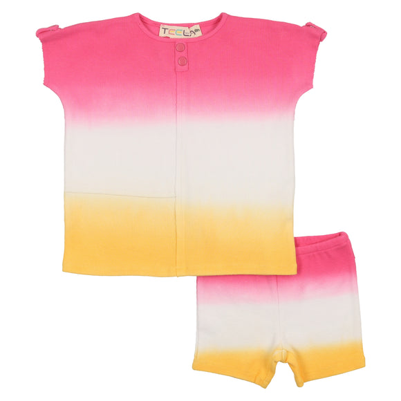 Rib Dip Dye Baby Set - PINK