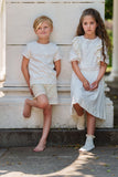 Boy's Curved Shirt - white/gold - runs very very small size up 1-2 sizes