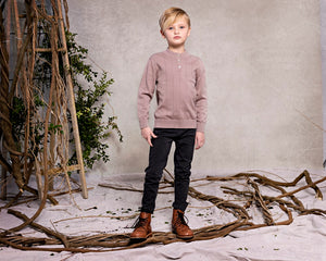 POINTELLE boy's top - CLAY