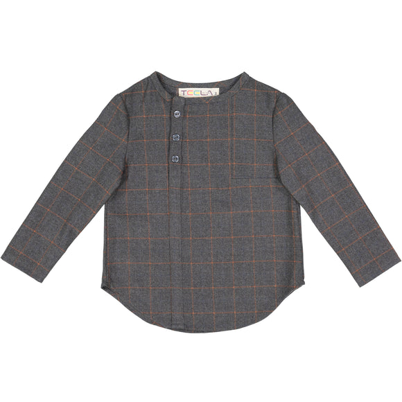 DON Windowpane Shirt - charcoal - runs small size up - FINAL SALE