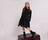 Rib Patch Dress - BLACK