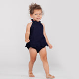 DENIM girl's romper - dark denim - FINAL SALE