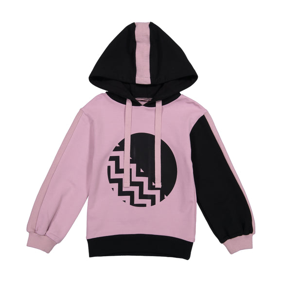 CIRCLE CHEVRON Hoodie Striped Sleeve Top