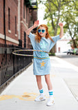DENIM WEB Star Patch Dress - RIB - Light Denim - FINAL SALE