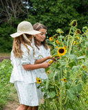 Girl's Gathered Top - WHITE DOT