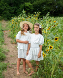 Girl's Gathered Top - WHITE DOT