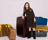 Rib Patch Dress - COFFEE