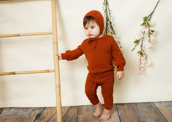BABY Cable Knit Set - PUMPKIN - FINAL SALE