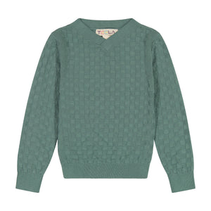 Cable Knit Pom Pom Boy Top - ROBIN BLUE