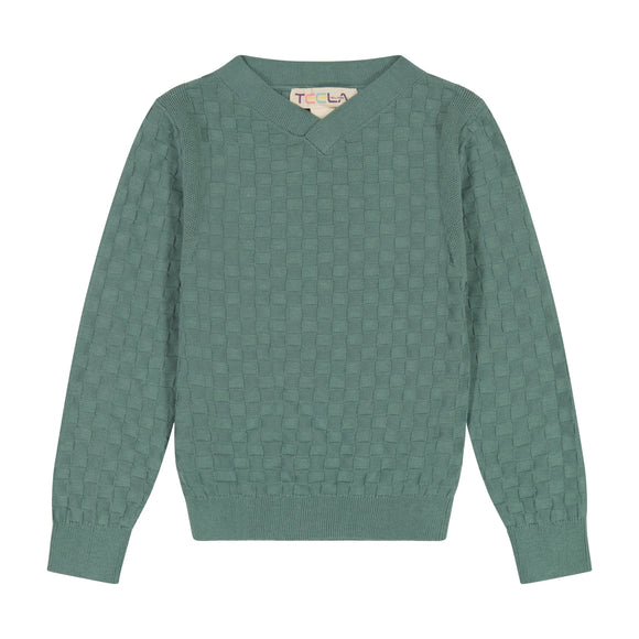 Cable Knit Pom Pom Boy Top - ROBIN BLUE