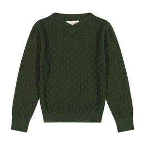 Cable Knit Pom Pom Boy Top - HUNTER