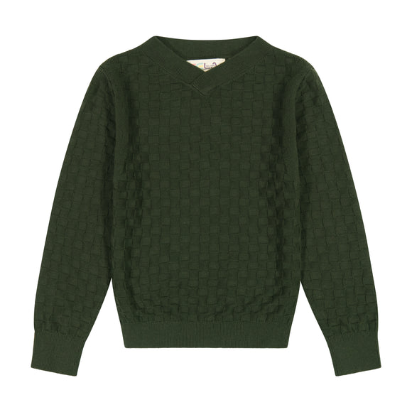 Cable Knit Pom Pom Boy Top - HUNTER