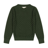 Cable Knit Pom Pom Boy Top - HUNTER