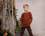 Cable Knit Pom Pom Boy Top - CINNAMON