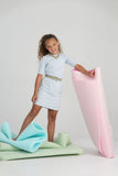 Stripe Solid Girl's Top - sky blue