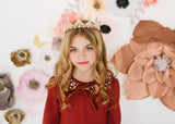 Circle Dress with Double Peplum - rust orange - FINAL SALE