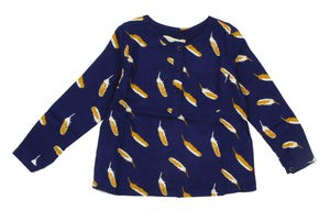 Teela Girls Blue Feather Top - Young Timers Boutique
