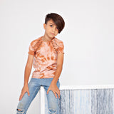 X-stitch Tie Dye Boy's Top - natural