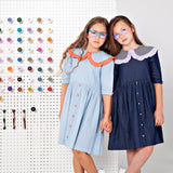 DENIM curved waist collar dress - dark denim - FINAL SALE
