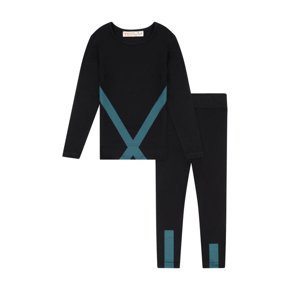 Criss Cross Loungeware Set - teal/black - RUNS SMALL SIZE UP - FINAL SALE