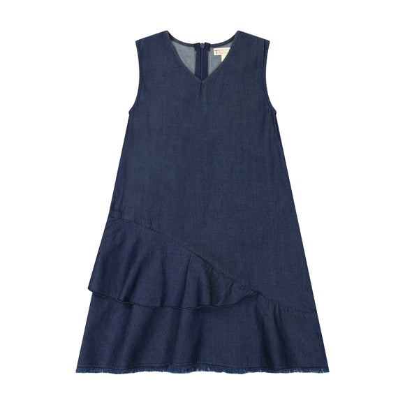 DENIM ruffle jumper - dark denim