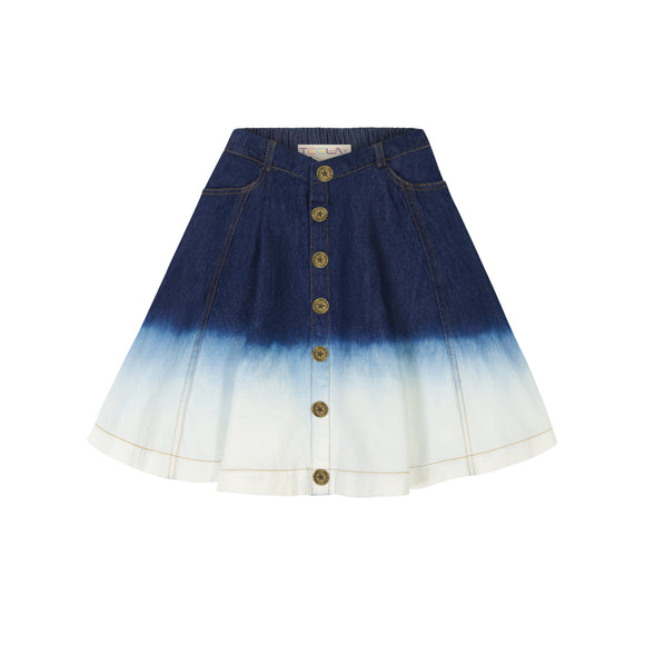 DENIM panel button skirt - ombre denim
