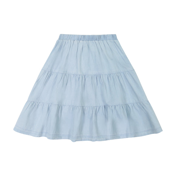 DENIM Tiered Skirt - light denim