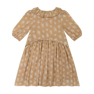 Arched Waist Collar Dress - vintage floral