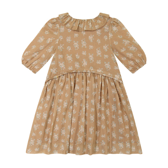 Arched Waist Collar Dress - vintage floral