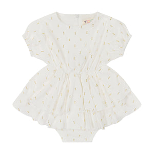 Baby Ruffle Romper - white/gold